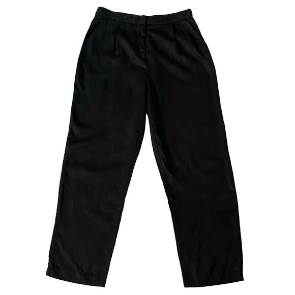 Vetta Size 6 Black Pleated Trousers Ankle Pants USA Office Career Capsule Tencel - Picture 2 of 5